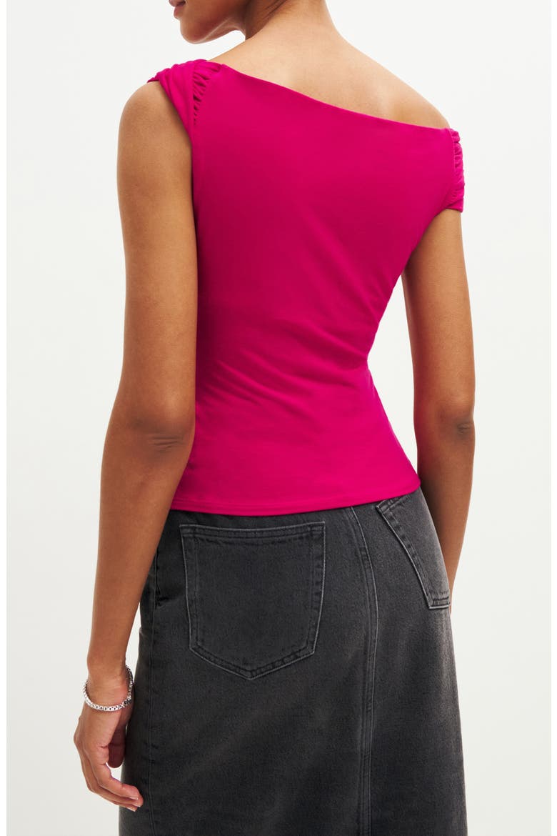 Cello One-Shoulder Knit Top, Alternate, color, RHUBARB