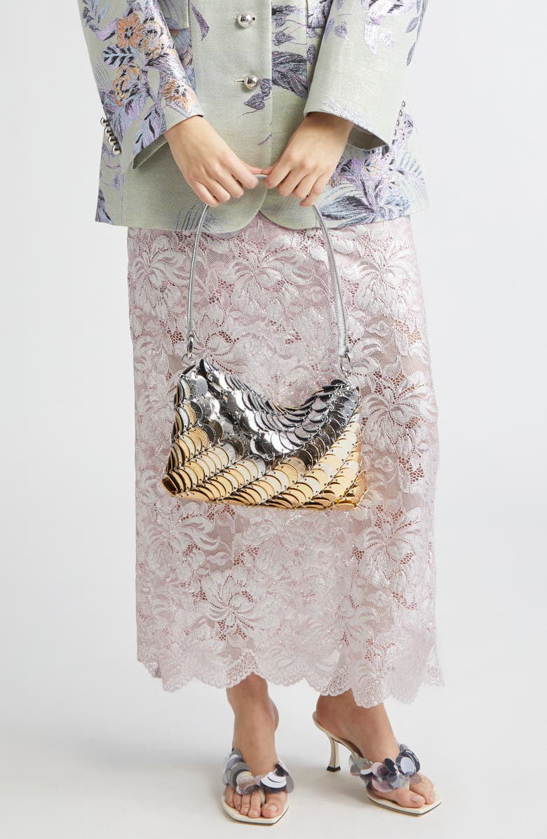 Rabanne Paco Metallic Leather Hobo Bag, Alternate, color,