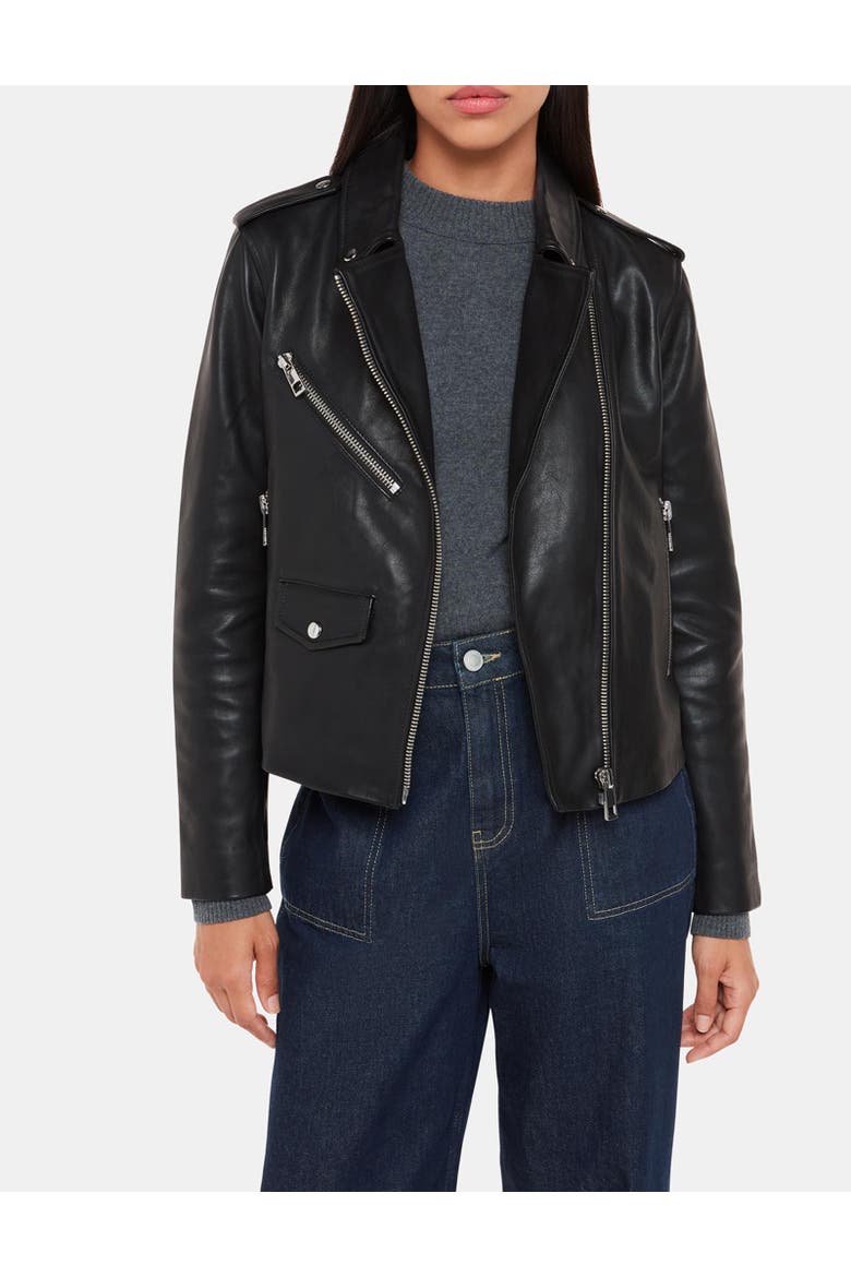 Agnes Pocket Leather Jacket, Alternate, color, Black