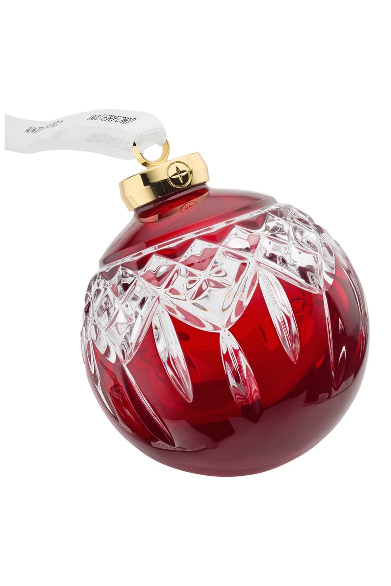 Lismore Red Bauble Crystal Ornament, Alternate, color, RED