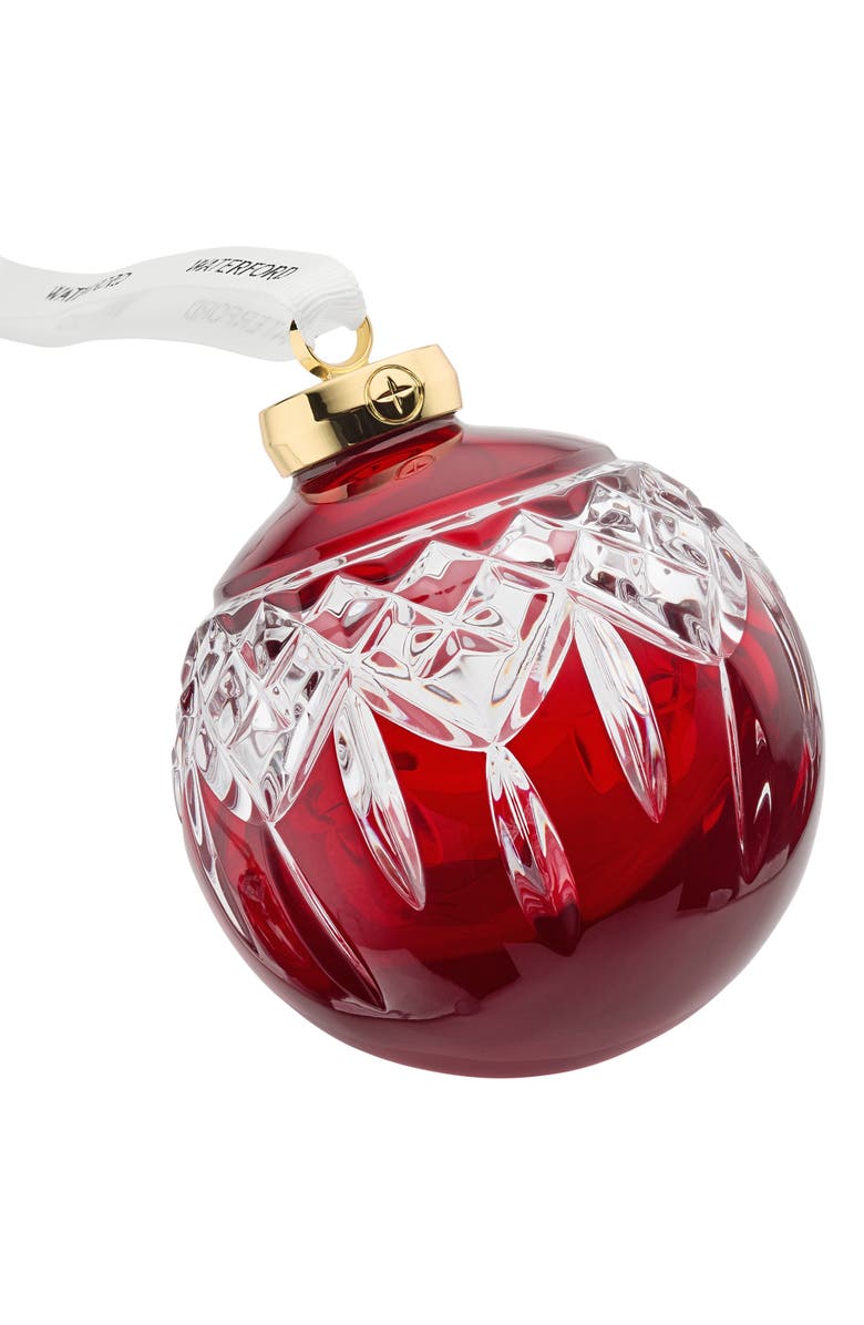 Waterford Lismore Red Bauble Crystal Ornament, Alternate, color, Red