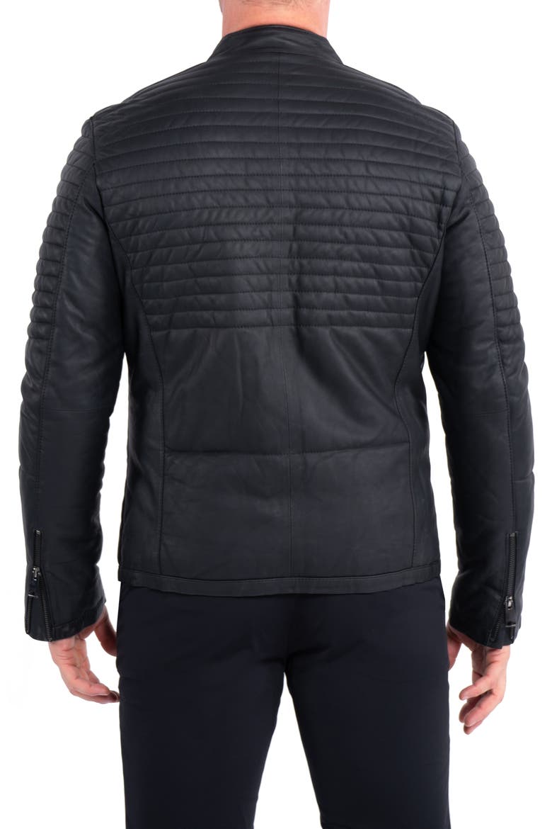 Quilted Leather Jacket, Alternate, color, BLACK