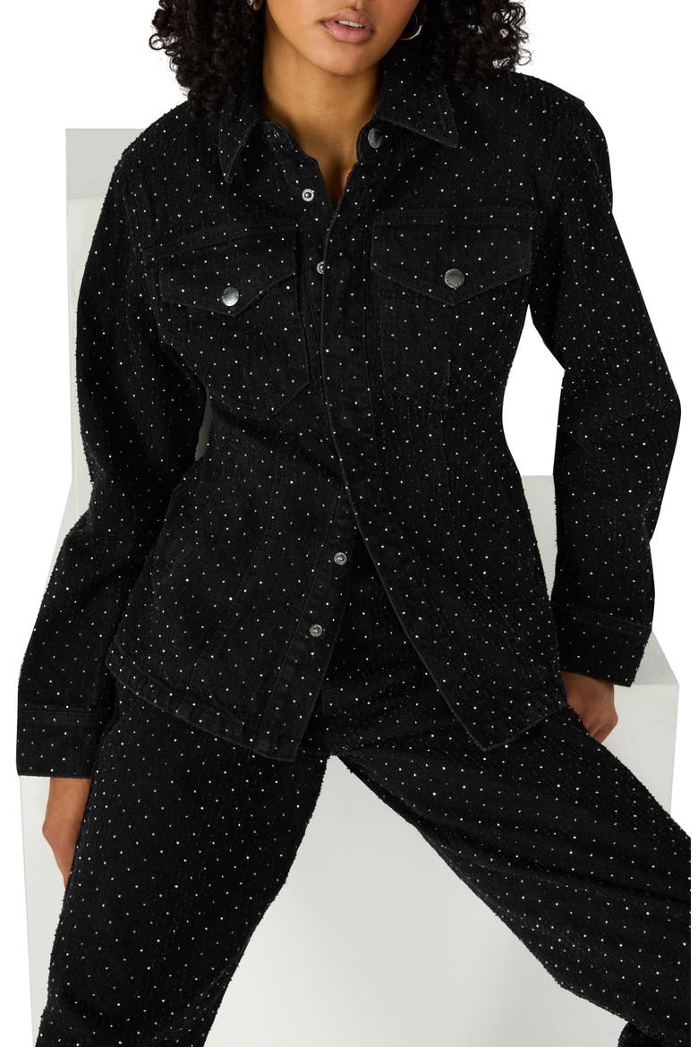 Parc Embellished Denim Jacket, Alternate, color, BLACK