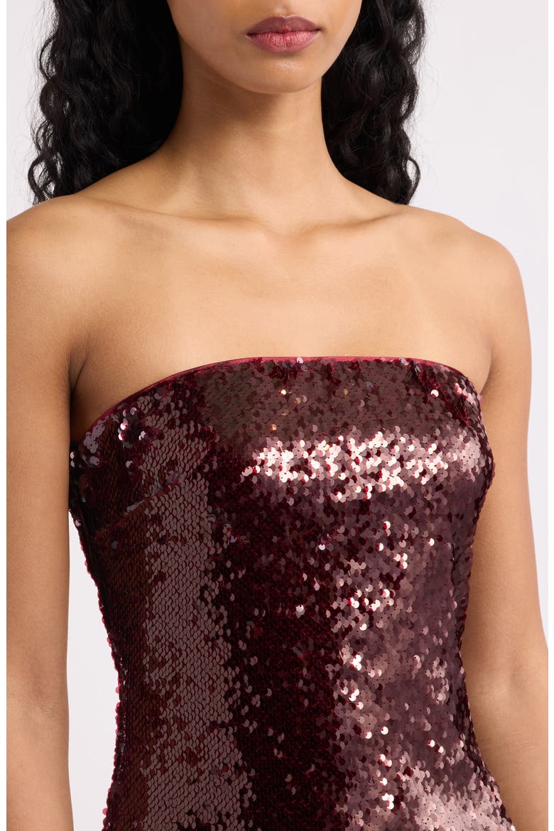Hallie Sequin Strapless Gown, Alternate, color, CHIANTI