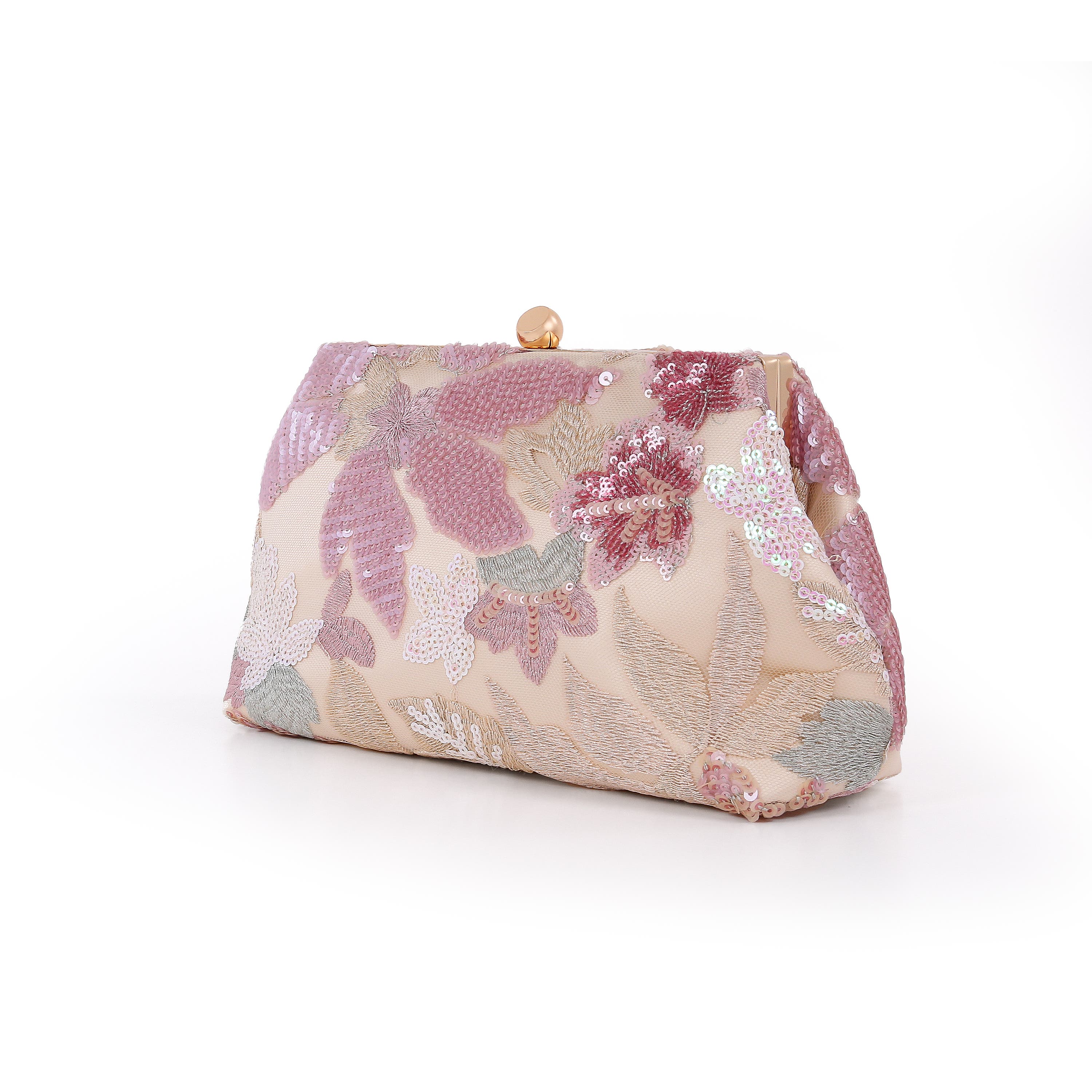 Elara Large Flora Sequin Pouch Clutch, Alternate, color, Teal