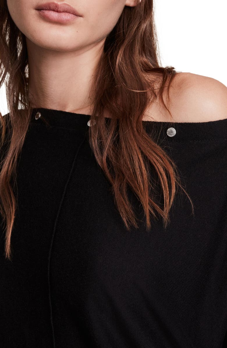 AllSaints Elle Snap Detail Sweater, Alternate, color, 