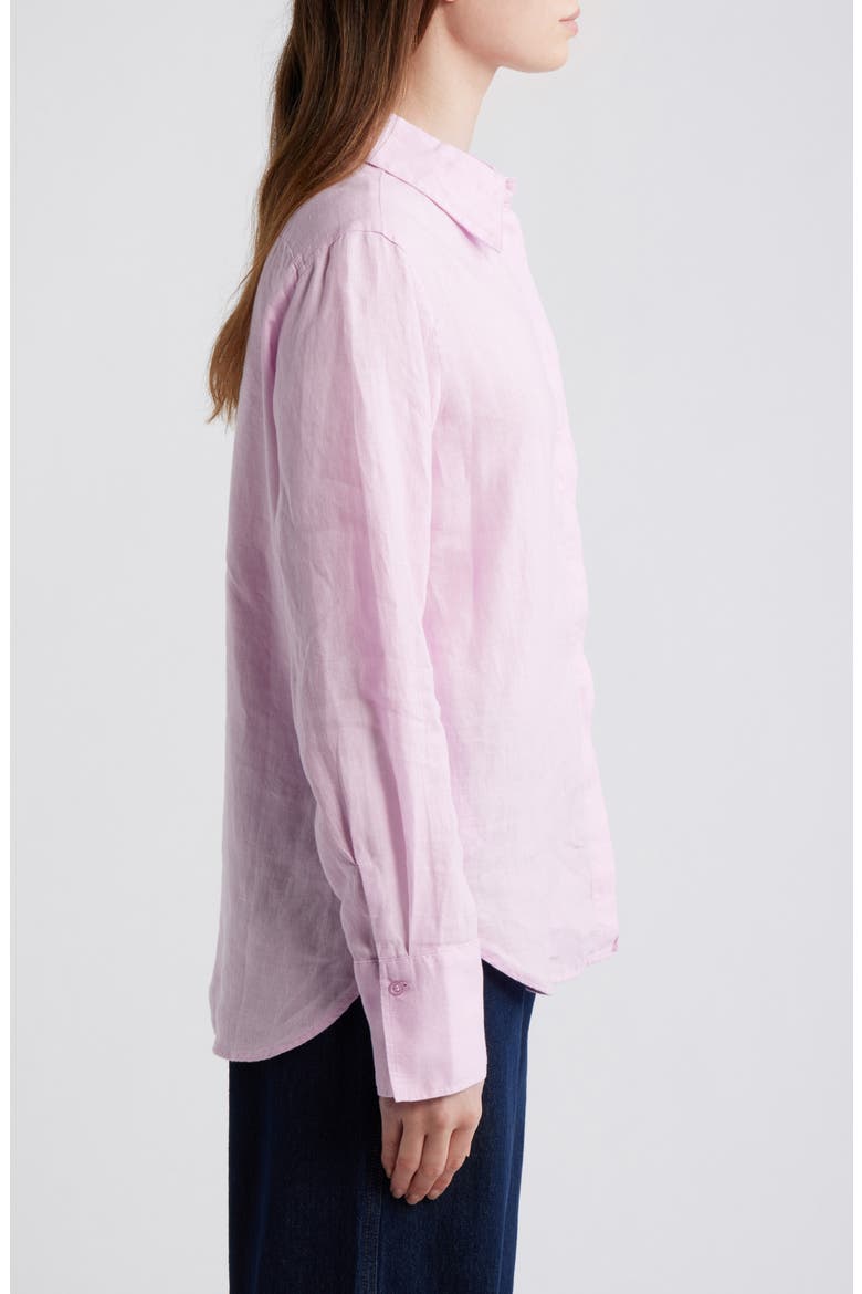 Samara Linen Button-Up Shirt, Alternate, color, PINK