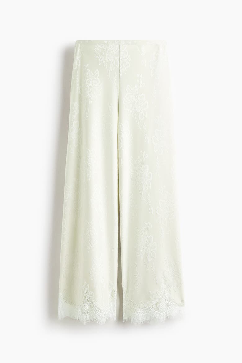 Lace-trimmed Jacquard-jersey Pants, Alternate, color, Cream/white
