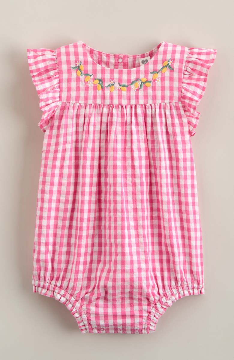 Nordstrom Flutter Sleeve Bubble Romper, Main, color, Pink Sunset Gingham- Lemons