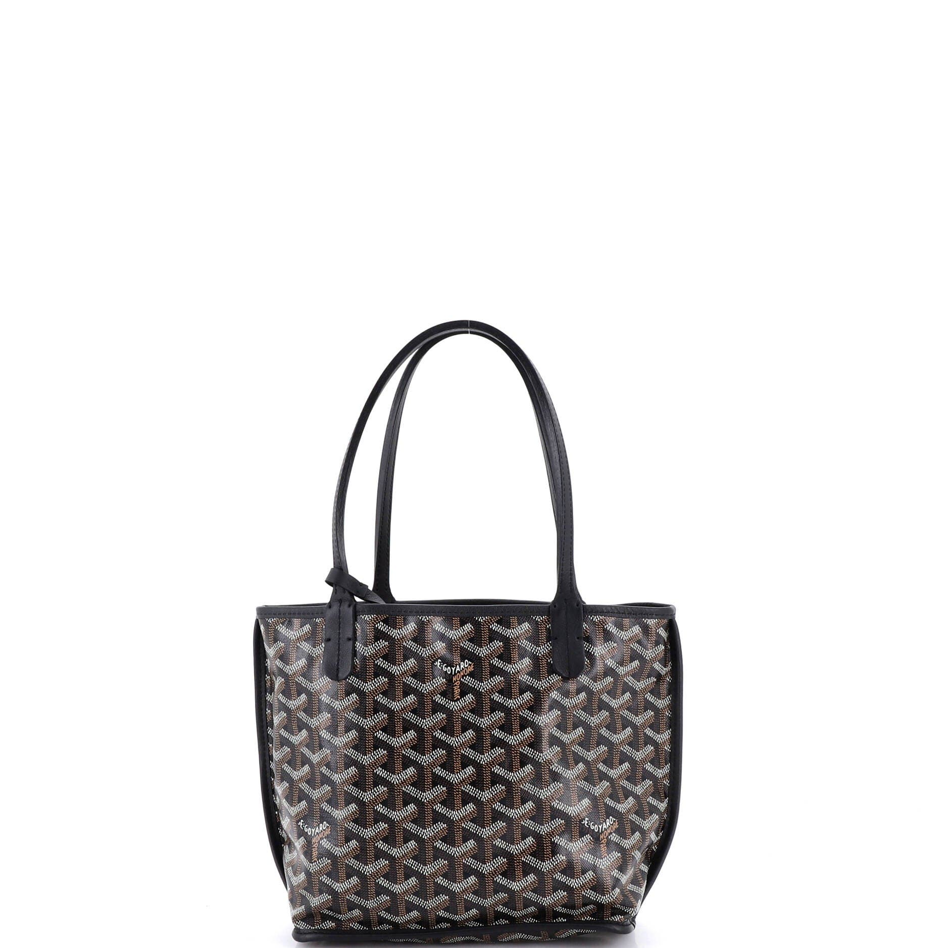 Pre-Owned Goyard Anjou Reversible Tote Coated Canvas Mini, Main, color, Black