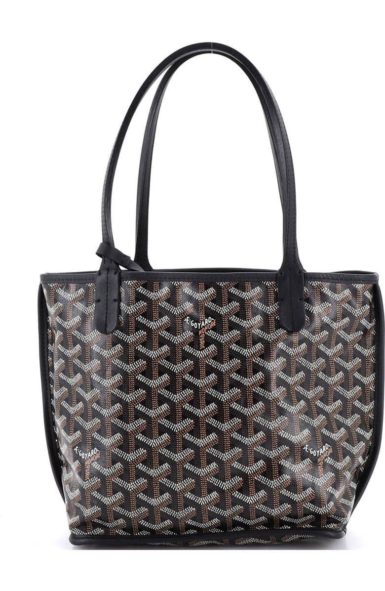 Pre-Owned Goyard Anjou Reversible Tote Coated Canvas Mini, Main, color, Black