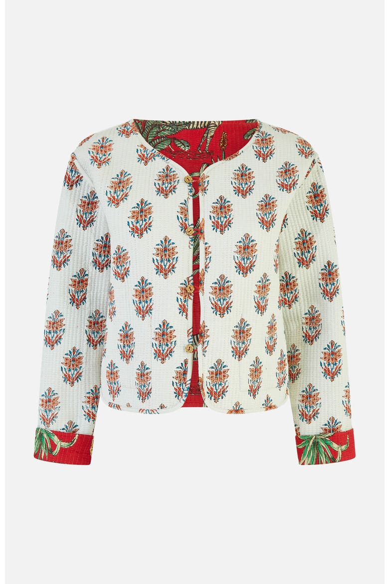 Animal Reversible Cropped Quilted Jacket, Alternate, color, Red