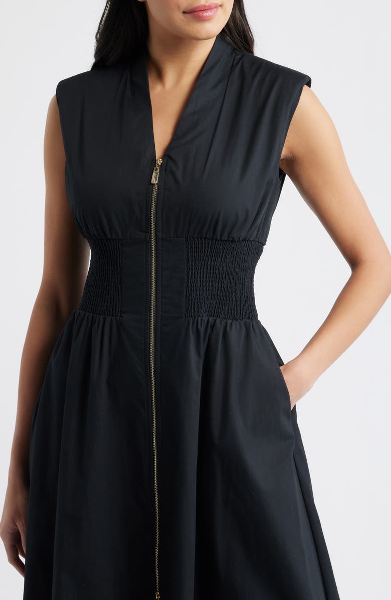 Vince Camuto Sleeveless Cotton Midi Dress, Alternate, color, Black