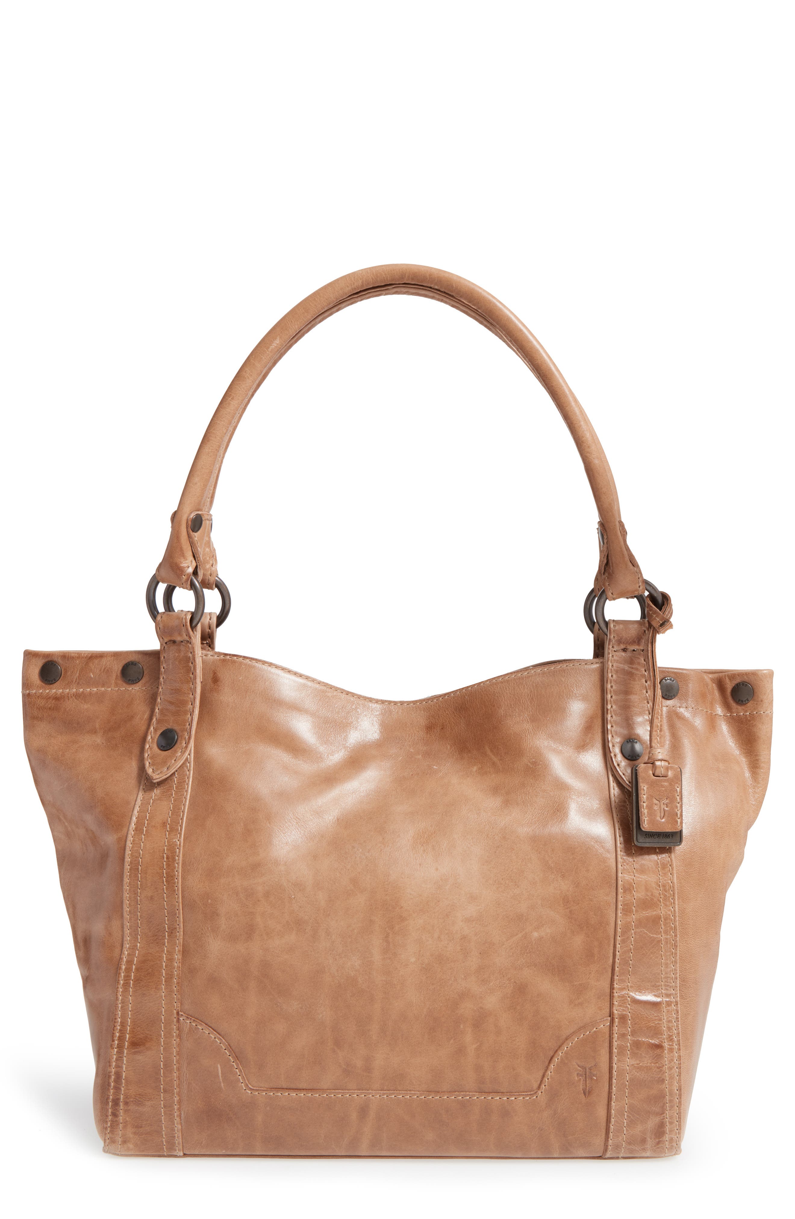 Melissa Leather Shoulder Bag, Main, color, BEIGE