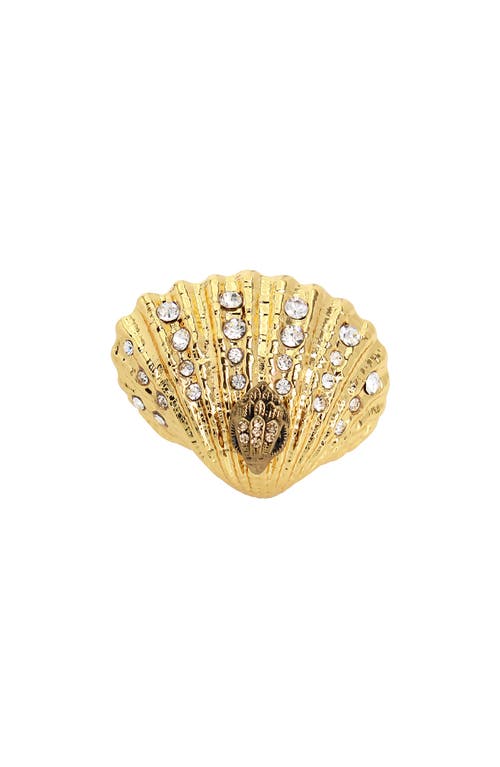 KURT GEIGER KURT GEIGER LONDON PAVÉ CRYSTAL EAGLE'S HEAD SHELL COCKTAIL RING 