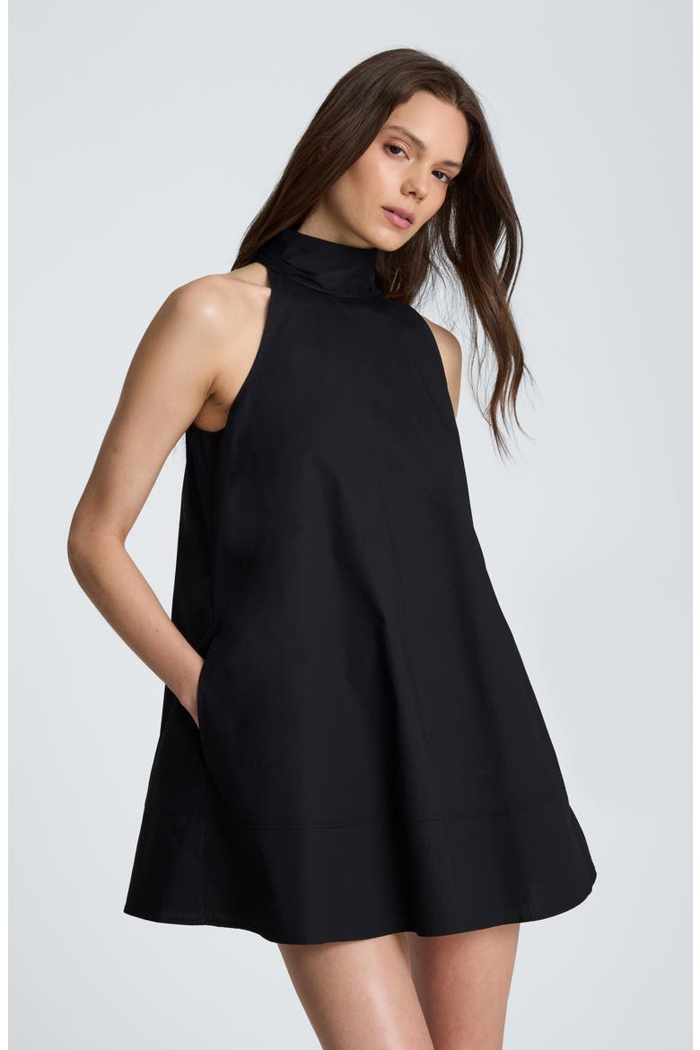 Tie Back Sleeveless Minidress, Alternate, color, BLACK