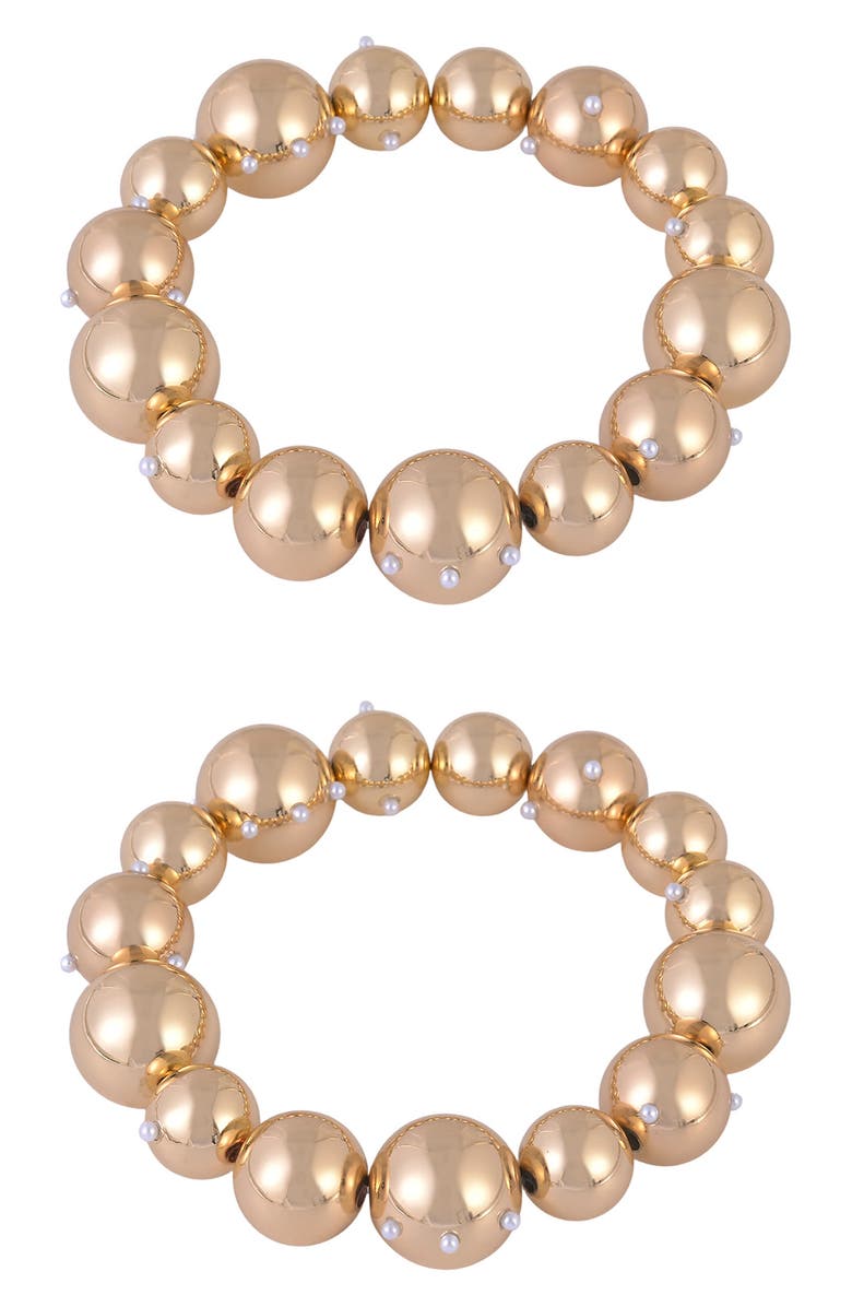 Laundry by Shelli Segal Set of 2 Crystal Bead Stretch Bracelets, Main, color, 