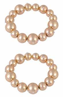 Laundry by Shelli Segal Set of 2 Crystal Bead Stretch Bracelets