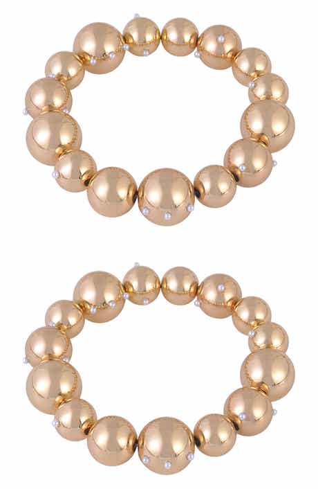 Laundry by Shelli Segal Set of 2 Crystal Bead Stretch Bracelets