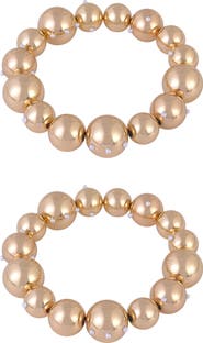 Laundry by Shelli Segal Set of 2 Crystal Bead Stretch Bracelets