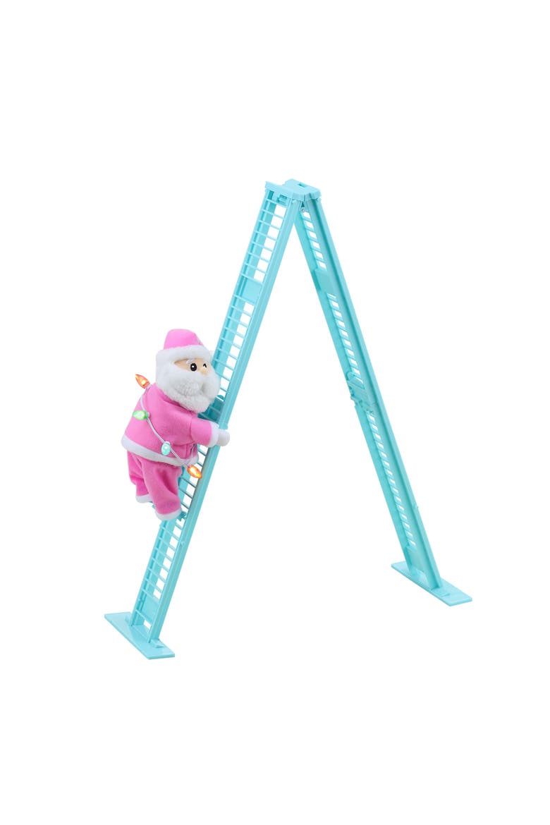 17 in. Animated Pastel Ladder Climbing Santa, Main, color, Multicolor