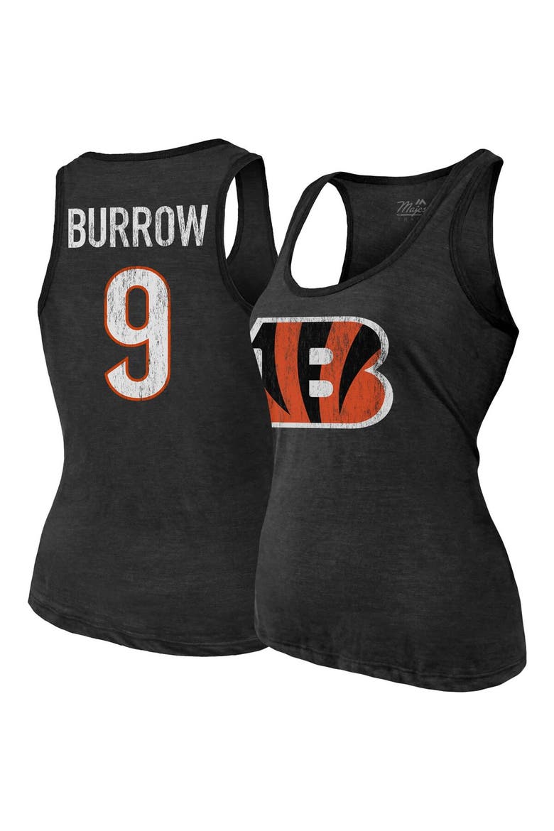 Women's Majestic Threads Heathered Black Cincinnati Bengals Name & Number Tri-Blend Tank Top, Main, color, Black