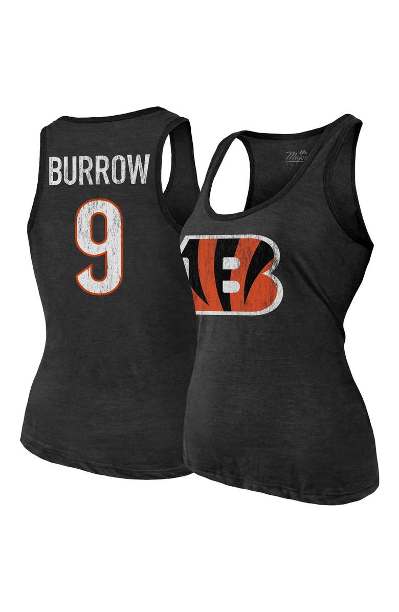 Majestic Threads Women's Majestic Threads Heathered Black Cincinnati Bengals Name & Number Tri-Blend Tank Top, Main, color, 