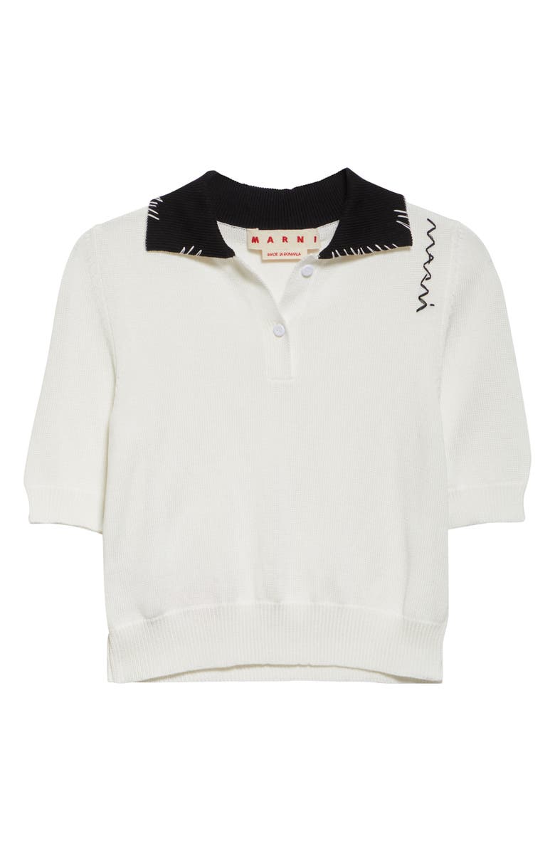 Marni Embroidered Logo Polo, Alternate, color, Natural White