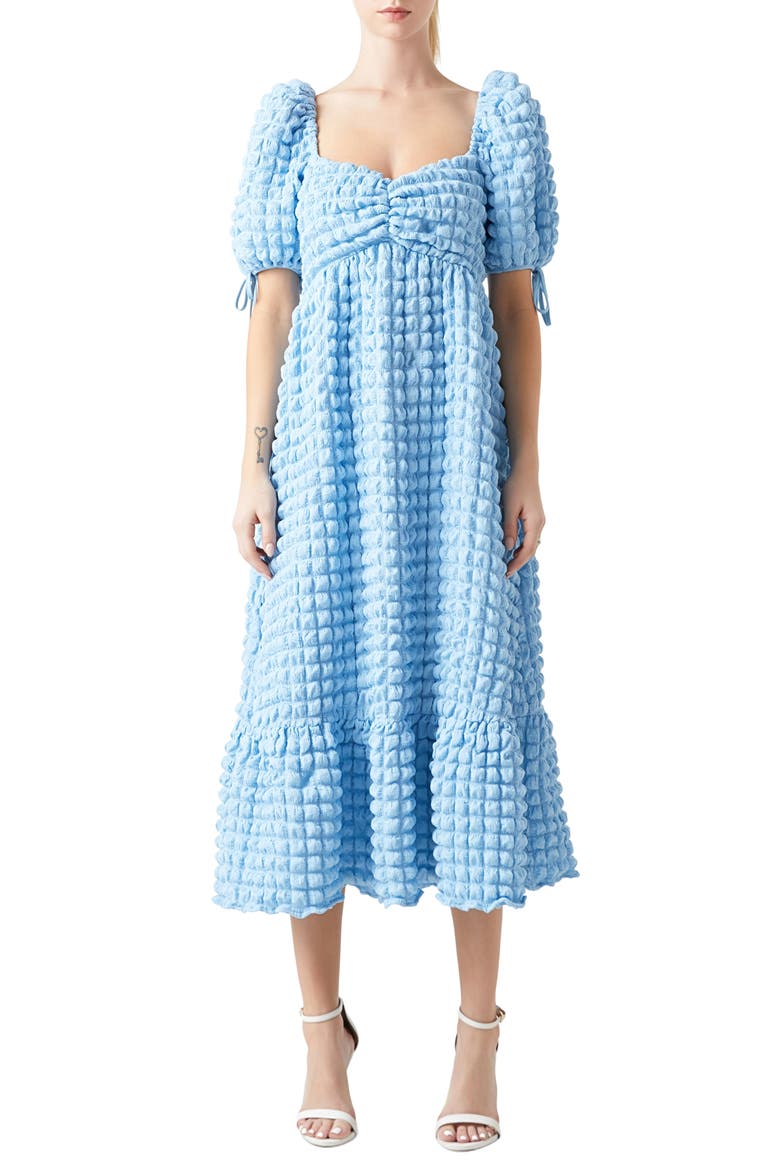 Texture Puff Sleeve Maxi Dress, Main, color, POWDER BLUE