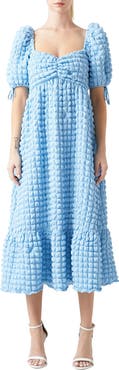 Endless Rose Texture Puff Sleeve Maxi Dress