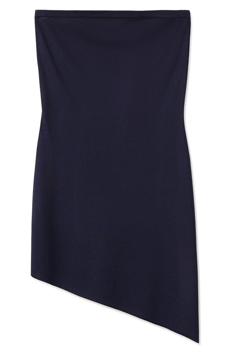 MANGO Strapless Asymmetric Knit Top, Alternate, color, Navy