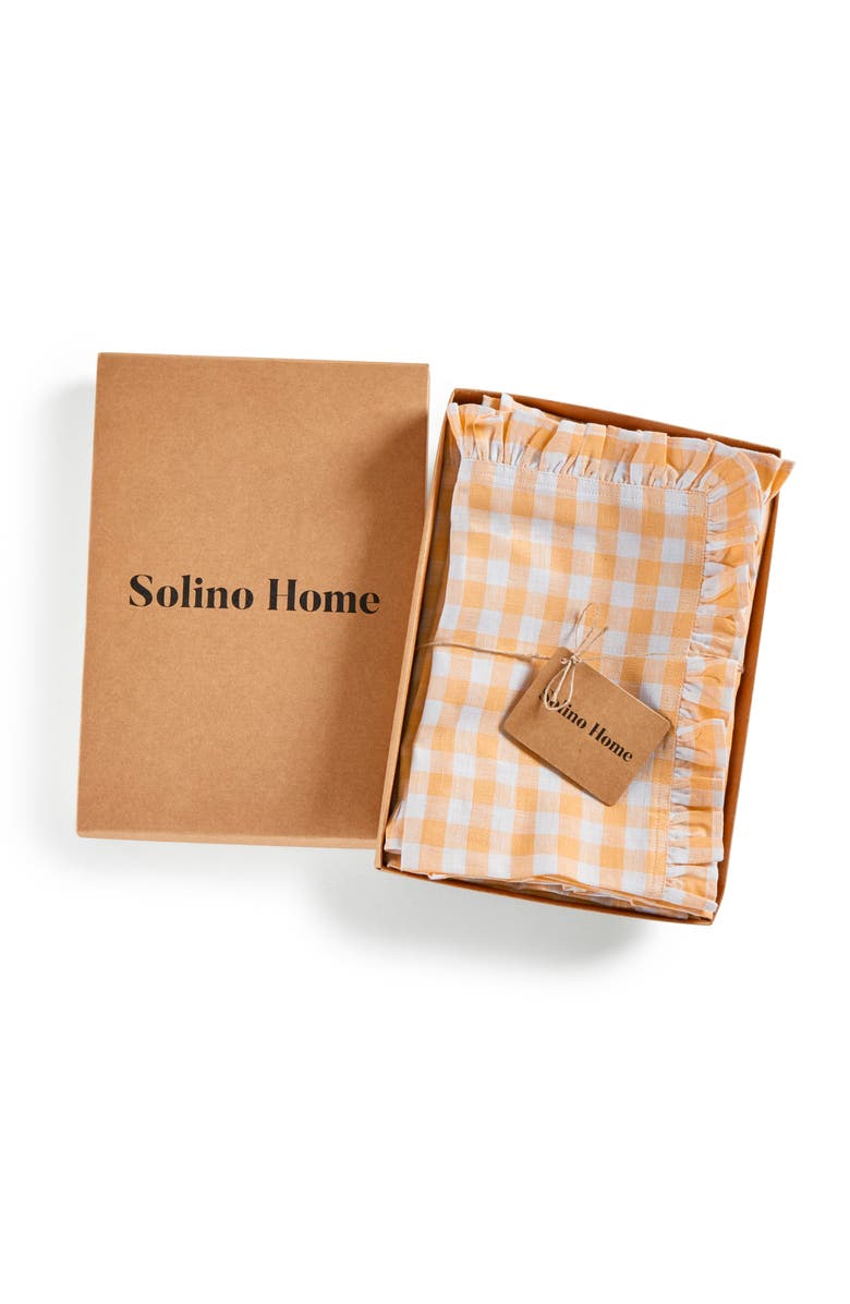 Solino Home Linen Dinner Napkins - Gingham Ruffle, 20" x 20", Alternate, color, Sunny Orange