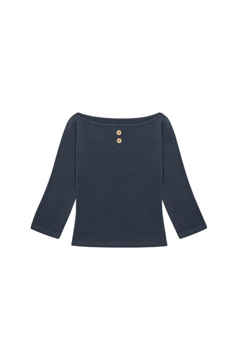 3/4 Sleeve Boat Neck Top, Main, color, Navy