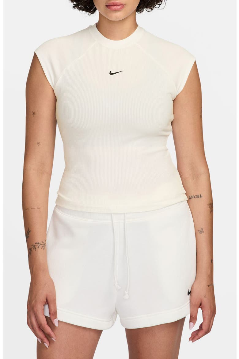 Chill Crop Rib T-Shirt, Main, color, SAIL/ BLACK
