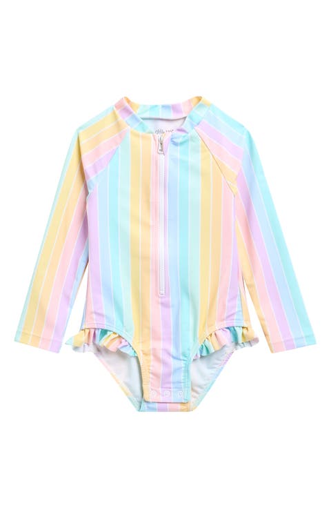 Stripe Long Sleeve One-Piece Rashguard Swimsuit (Baby)