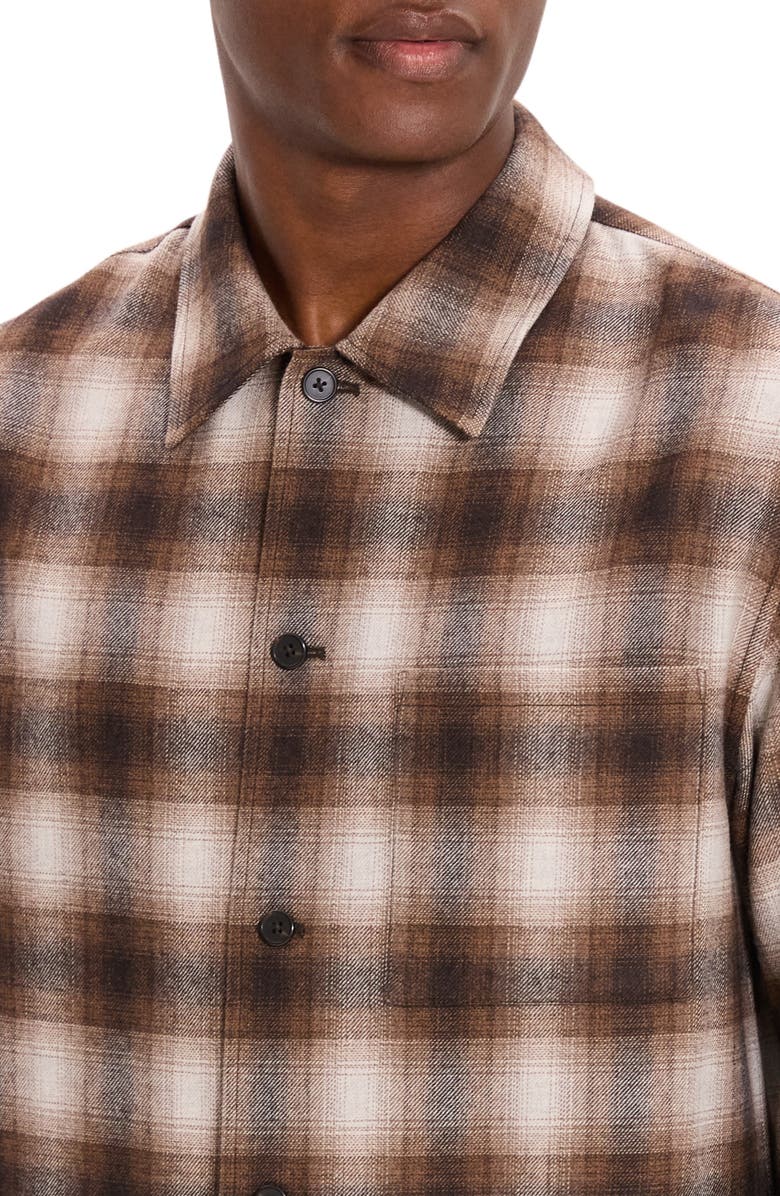 Theory Plaid Button-Up Shirt, Alternate, color, Brownwood Multi