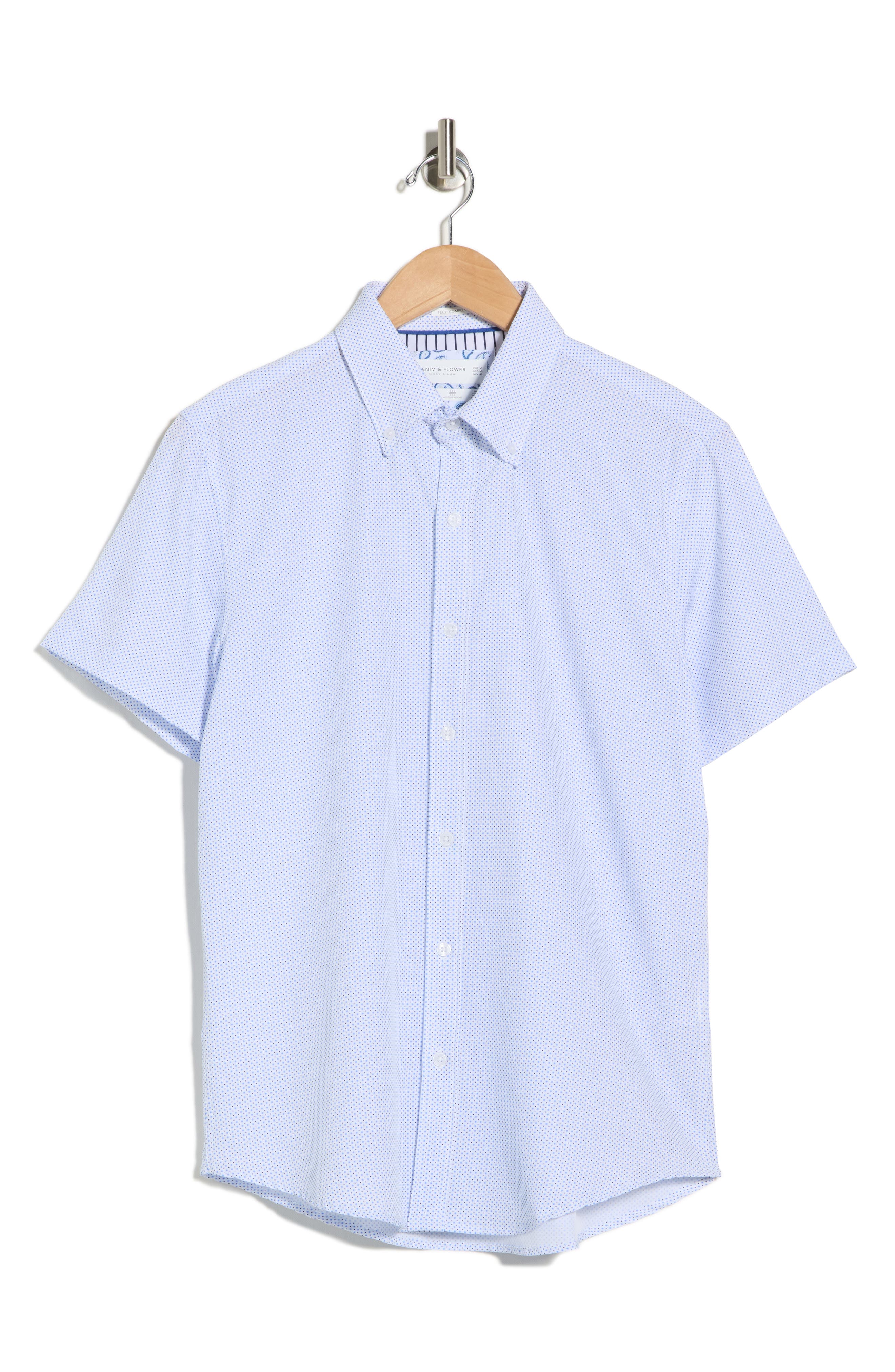 DENIM AND FLOWER Dot Short Sleeve Tech Button-Down Shirt (Men ...