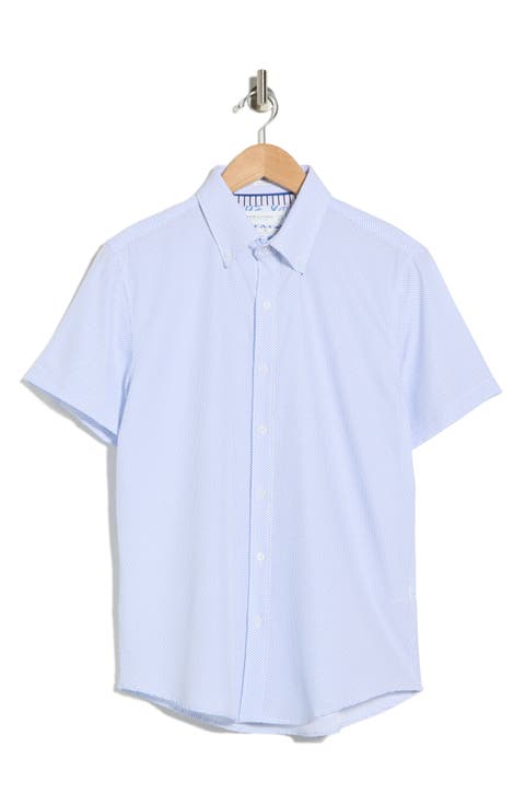 Dot Short Sleeve Tech Button-Down Shirt