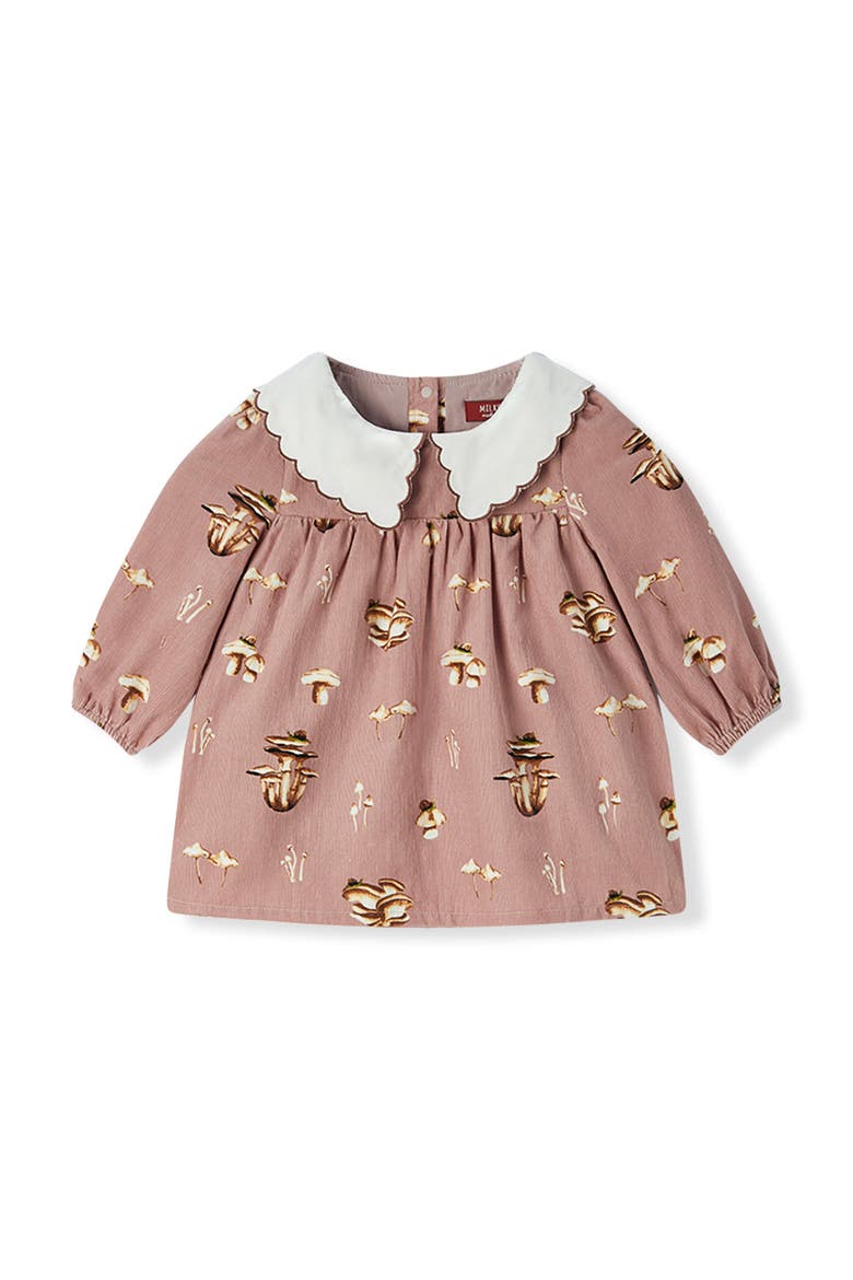 Organic Corduroy Long Sleeve Collared Dress, Main, color, Mushroom
