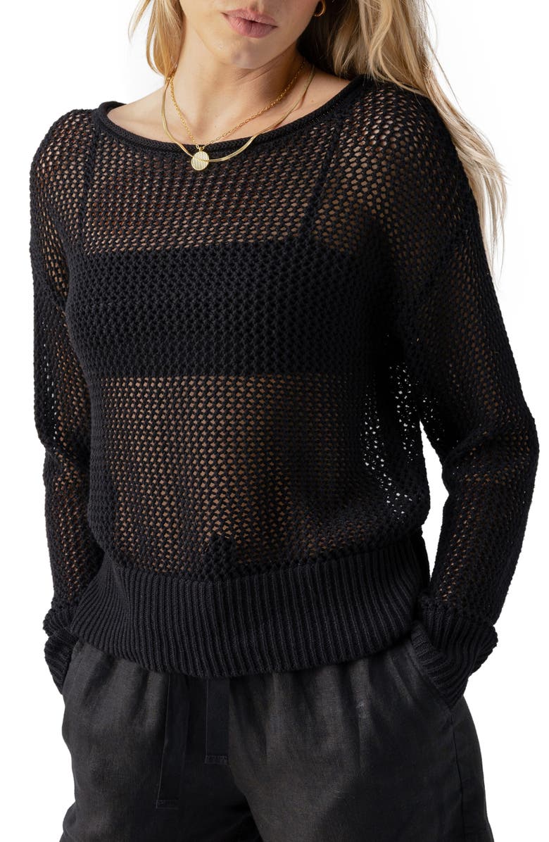 Sanctuary Cotton Open Knit Sweater, Main, color,