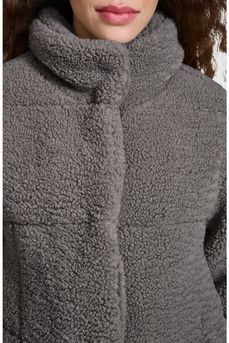 Quilted Faux Fur Short Teddy Jacket, Alternate, color, GREY