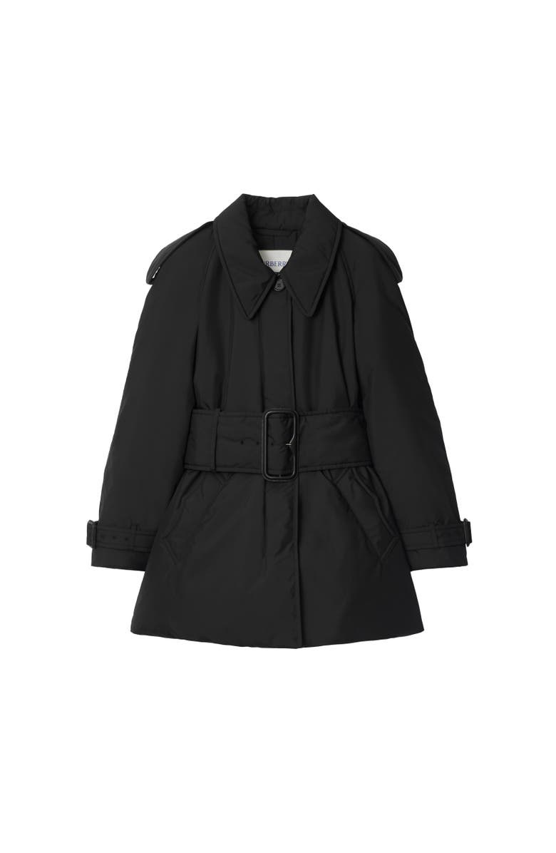 Burberry Belted Berryhill Padded Car Coat, Alternate, color, Black