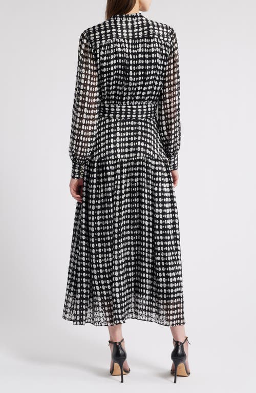 Shop Elie Tahari The Rue Dot Print Long Sleeve Dress In Noir/sky White