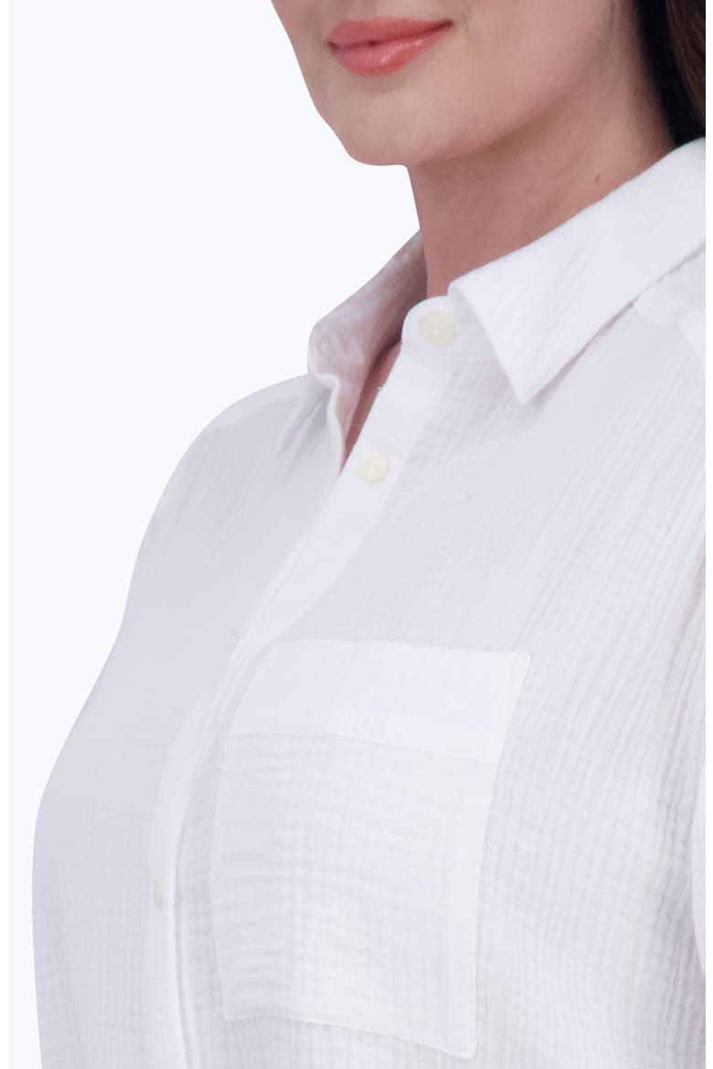 Joanna Cotton Gauze Button-Up Shirt, Alternate, color, WHITE