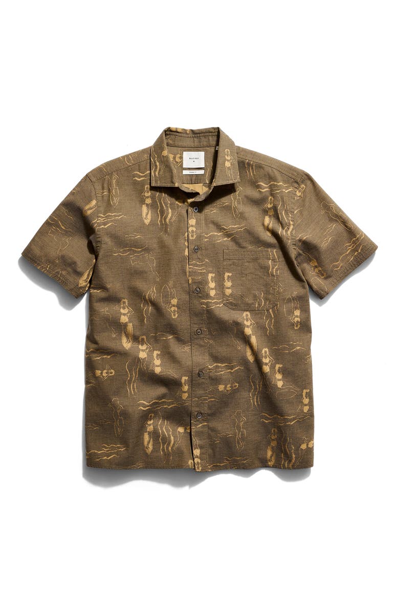 Surf Ladies Mélange Short Sleeve Button-Up Shirt, Alternate, color, ASPHALT