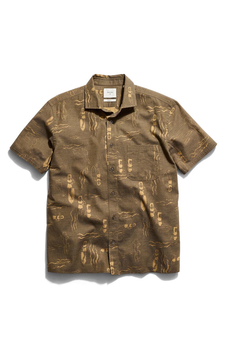 Billy Reid Surf Ladies Mélange Short Sleeve Button-Up Shirt, Alternate, color, Asphalt