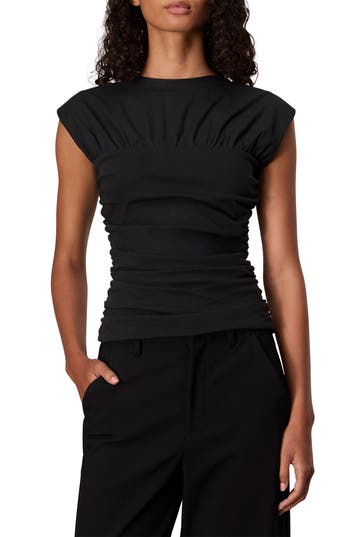 Rag & Bone Mica Banded Cotton Top In Black In Black