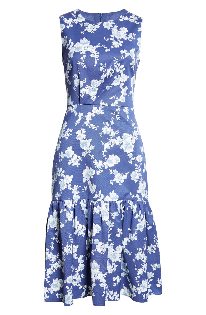 Carolina Herrera Floral Print Tiered Dress, Alternate, color, Nautilus Multi