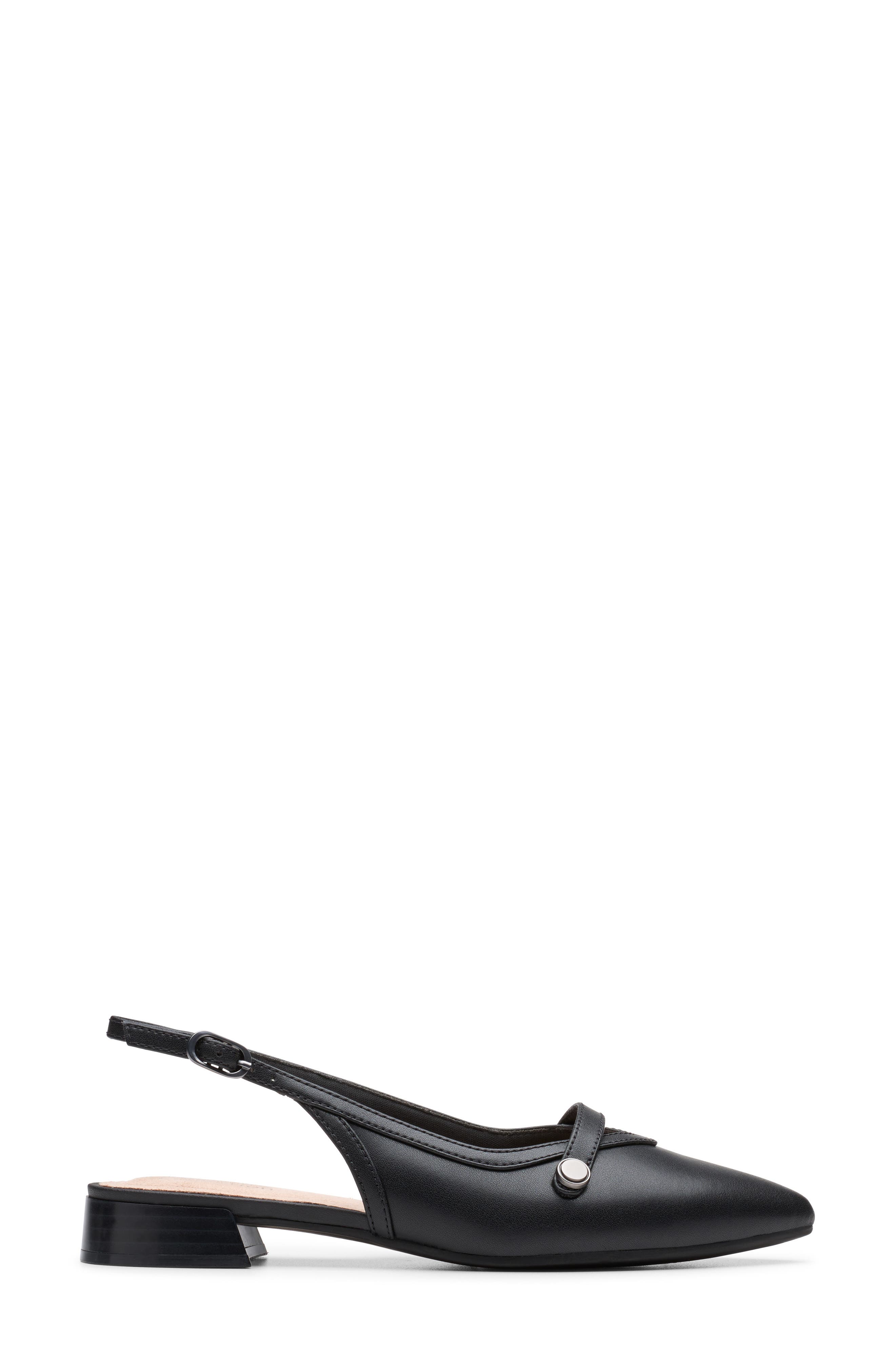 Clarks<sup>®</sup> Natalyn Pointed Toe Slingback Flat, Alternate, color, Black Leather