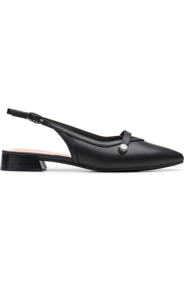 Clarks<sup>®</sup> Natalyn Pointed Toe Slingback Flat, Alternate, color, Black Leather